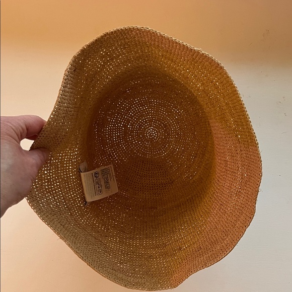 90s Chic Tan Straw Woven Bucket Hat Summer Vacation - Picture 6 of 7